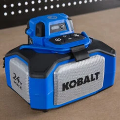 Kobalt 24 V Max Bluetooth Speaker - USB And Auxiliary Ports - Grey And Blue - Bare Tool Without Battery